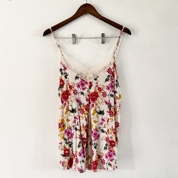 Floral Lace Trim Cami Top Size 1X Self Esteem Boho Flirty Romantic Vintage Charm - Picture 12 of 12